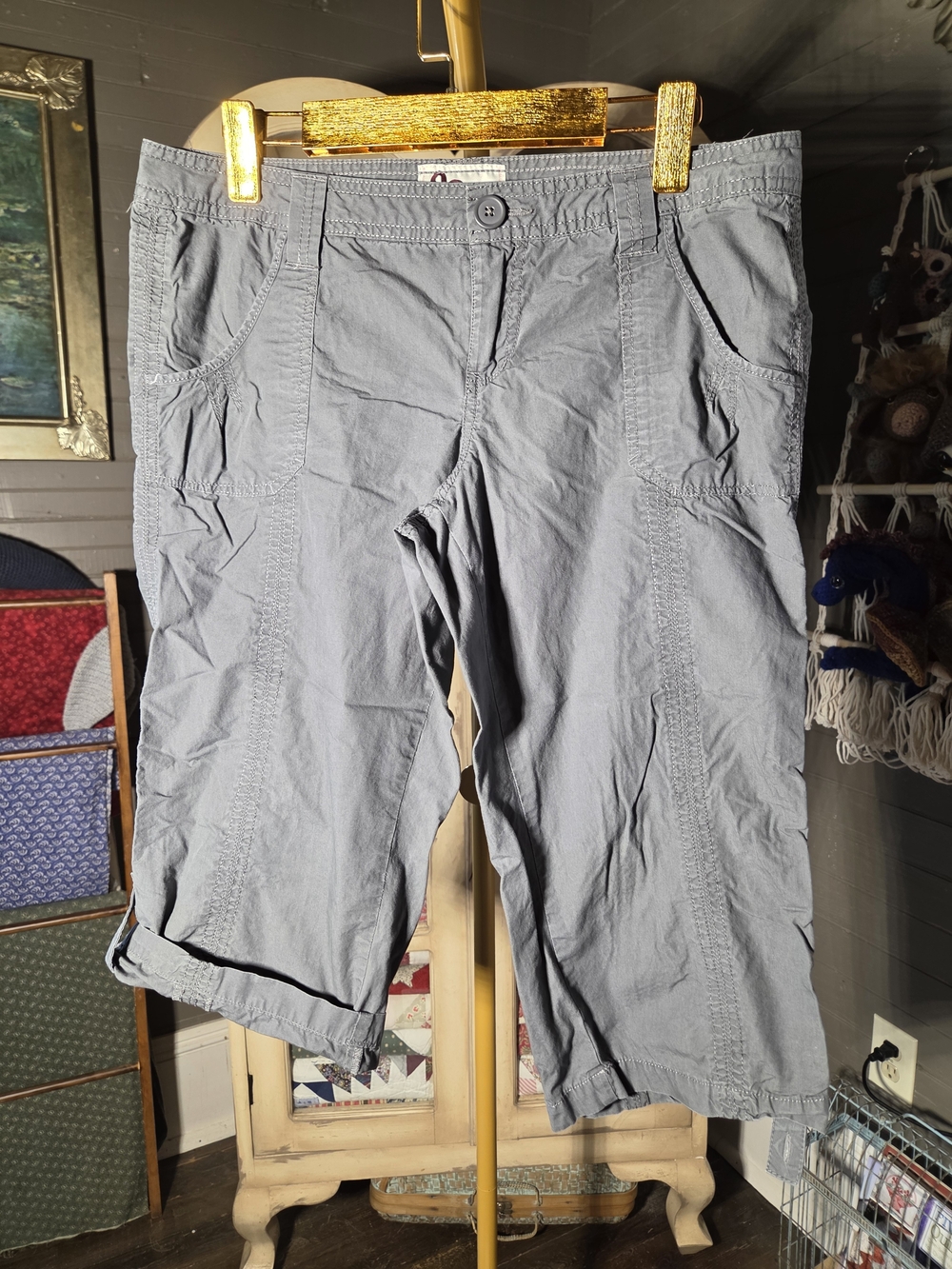 SO Women's Light Gray Cargo Bermuda Shorts